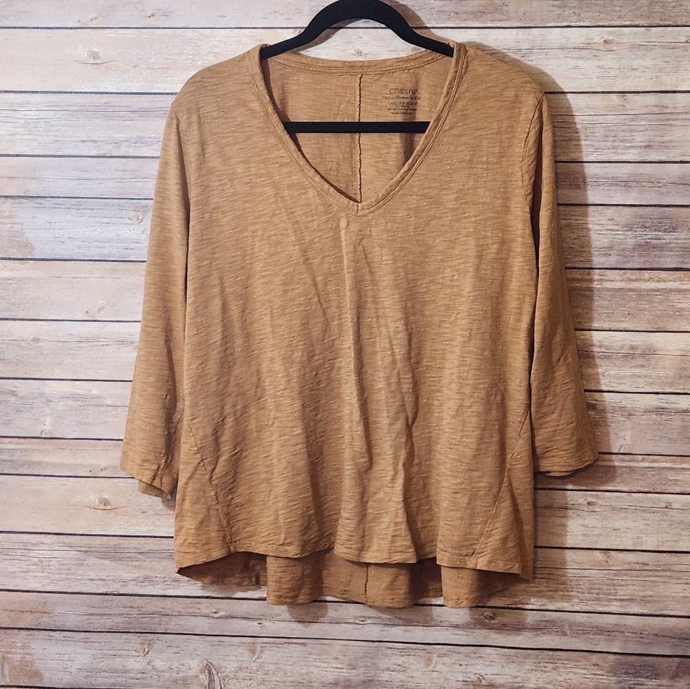 Chico's Brown Long Sleeve V-Neck Top